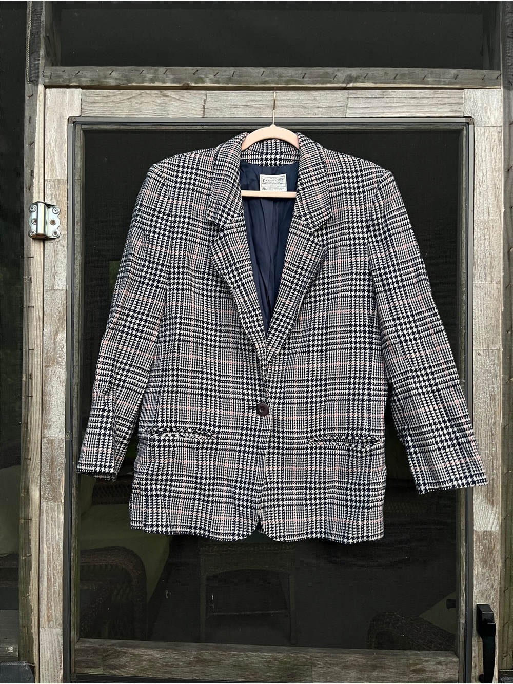 Pendleton Navy, White & Pink Glen Plaid Blazer Jacket